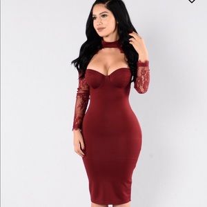 Burgundy lace dress